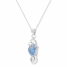 Shrieking Violet Sterling Silver Forget Me Not Seahorse Necklace