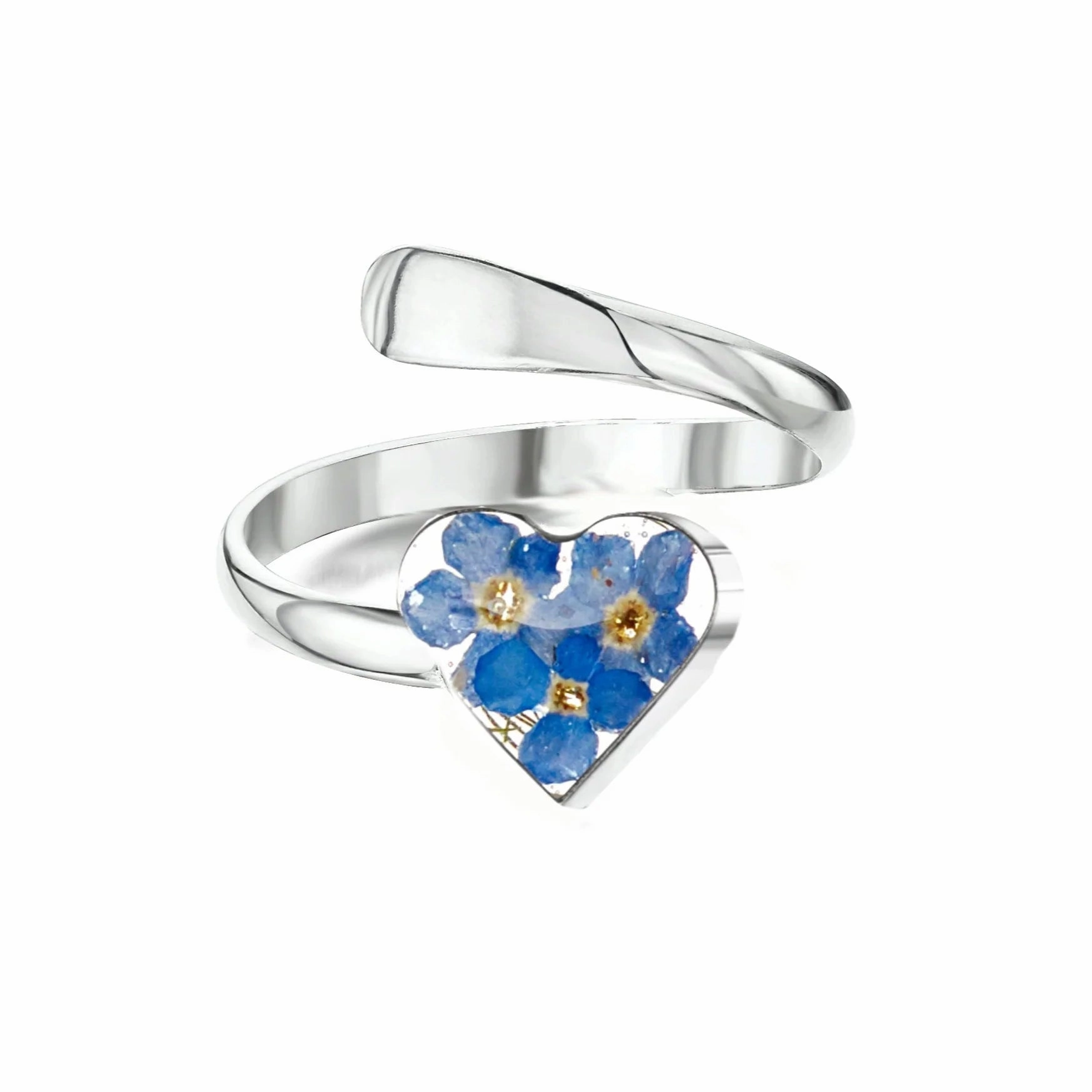 Shrieking Violet Sterling Silver Forget Me Nots Adjustable Ring