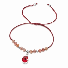 Shrieking Violet Sterling Silver Garnet Poppy Teardrop Adjustable Bracelet
