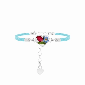 Shrieking Violet Sterling Silver Light Blue Mixed Flower Heart Bracelet D