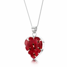 Shrieking Violet Sterling Silver Poppy Medium Heart Necklace