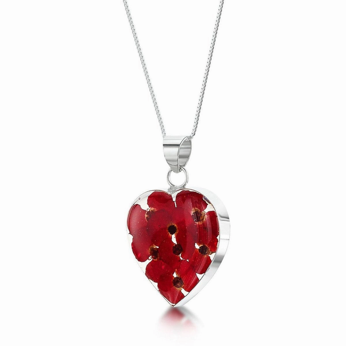 Shrieking Violet Sterling Silver Poppy Medium Heart Necklace