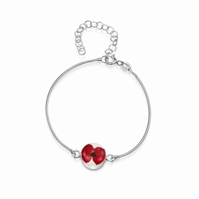 Shrieking Violet Sterling Silver Poppy Round Charm Bracelet
