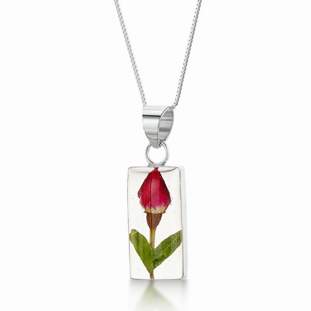 Shrieking Violet Sterling Silver Rosebud Rectangle Necklace