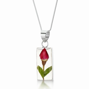 Shrieking Violet Sterling Silver Rosebud Rectangle Necklace