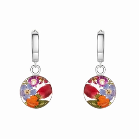 Shrieking Violet Sterling Silver Round Charm Huggie Earrings