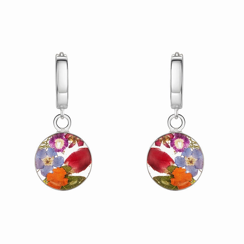 Shrieking Violet Sterling Silver Round Charm Huggie Earrings