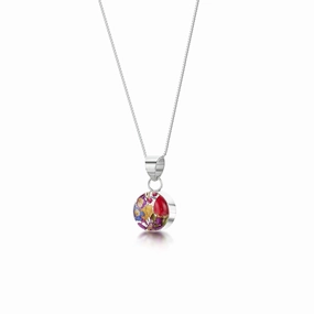 Shrieking Violet Sterling Silver Small Round Mixed Flower Necklace