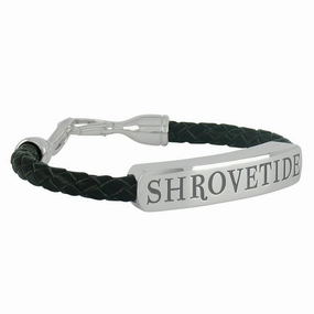 Shrovetide Sterling Silver Leather Ladies Black Bracelet D