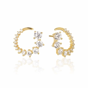 Sif Jakobs Belluno 18ct Gold Plated Sterling Silver White Zirconia Circle Stud Earrings