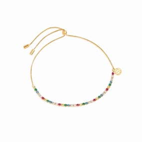 Sif Jakobs Ellera 18ct Gold Plated Sterling Silver Multicolour Zirconia Adjustable Tennis Bracelet D