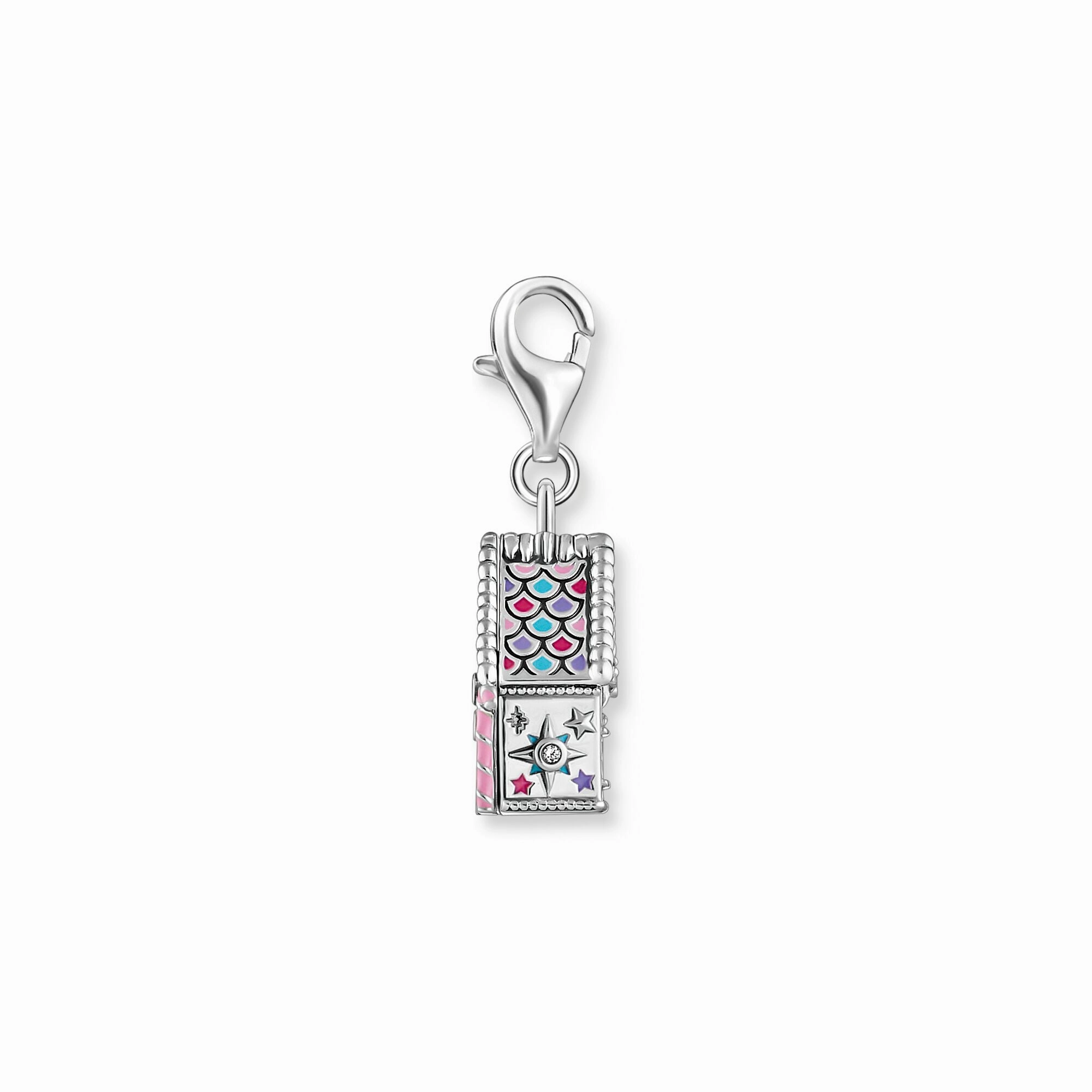 Silver charm gingerbread house with colourful stones