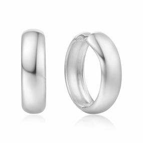 Silver Chubby Large Huggie Hoop Earrings E064-08H