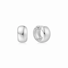 Silver Chubby Small Huggie Hoop Earrings E064-04H