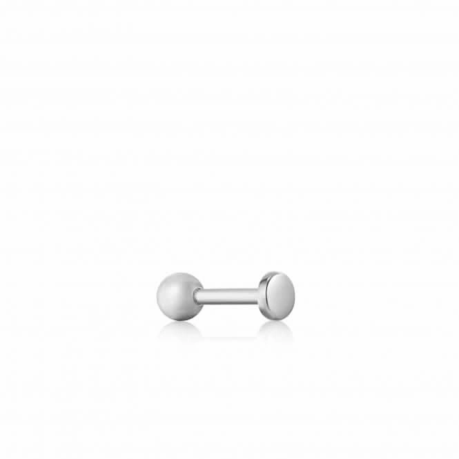 Silver Disc Barbell Single Earring E035-04H