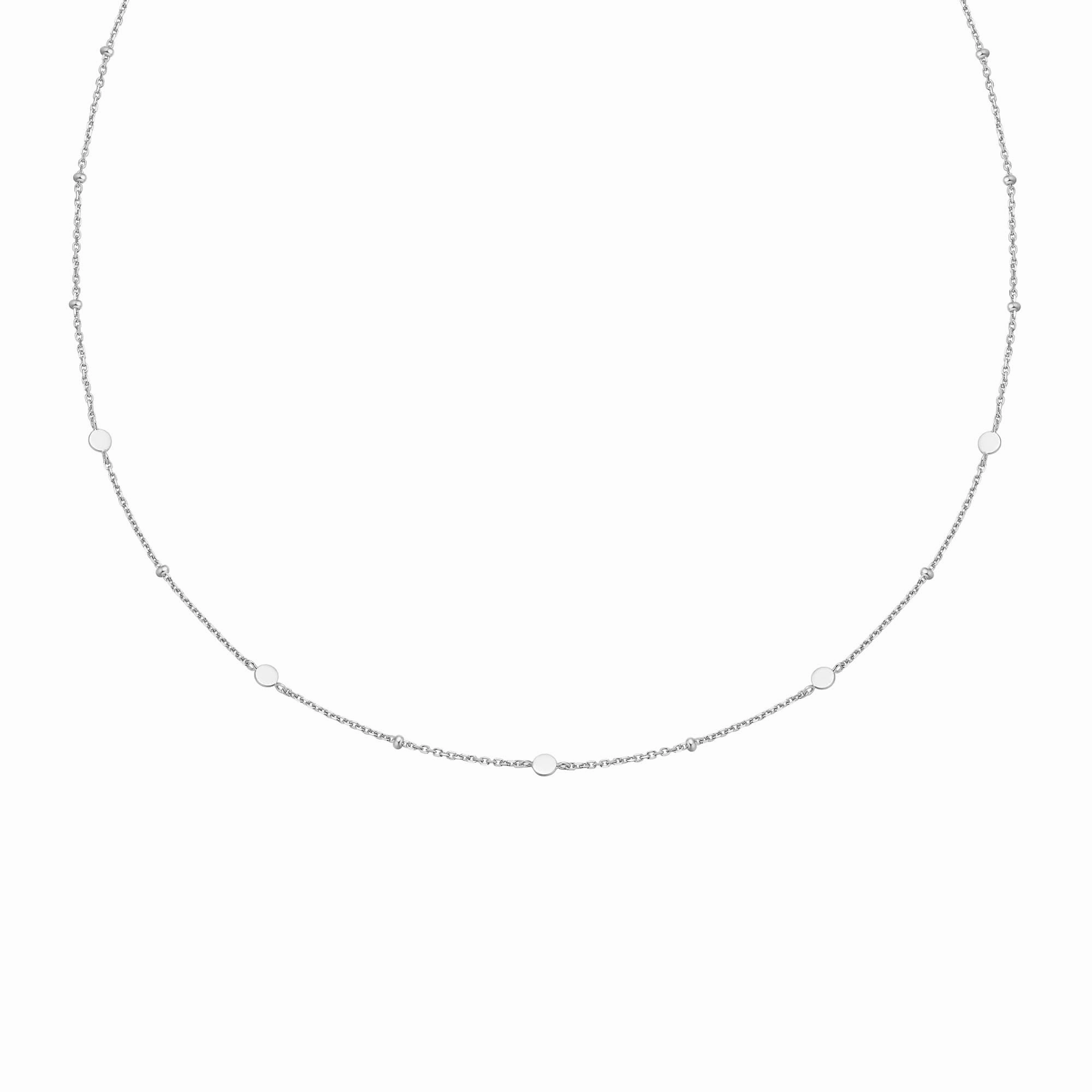 Silver Disc Station Necklace N063-01H