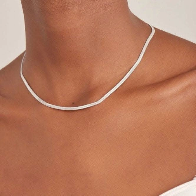 Silver Flat Snake Chain Necklace N046-01H