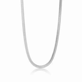 Silver Flat Snake Chain Necklace N046-01H