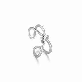 Silver Knot Double Band Adjustable Ring R029-02H