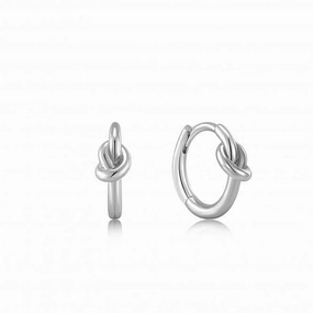 Silver  Knot Huggie Hoop Earrings E029-04H