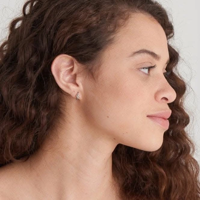 Silver  Knot Huggie Hoop Earrings E029-04H