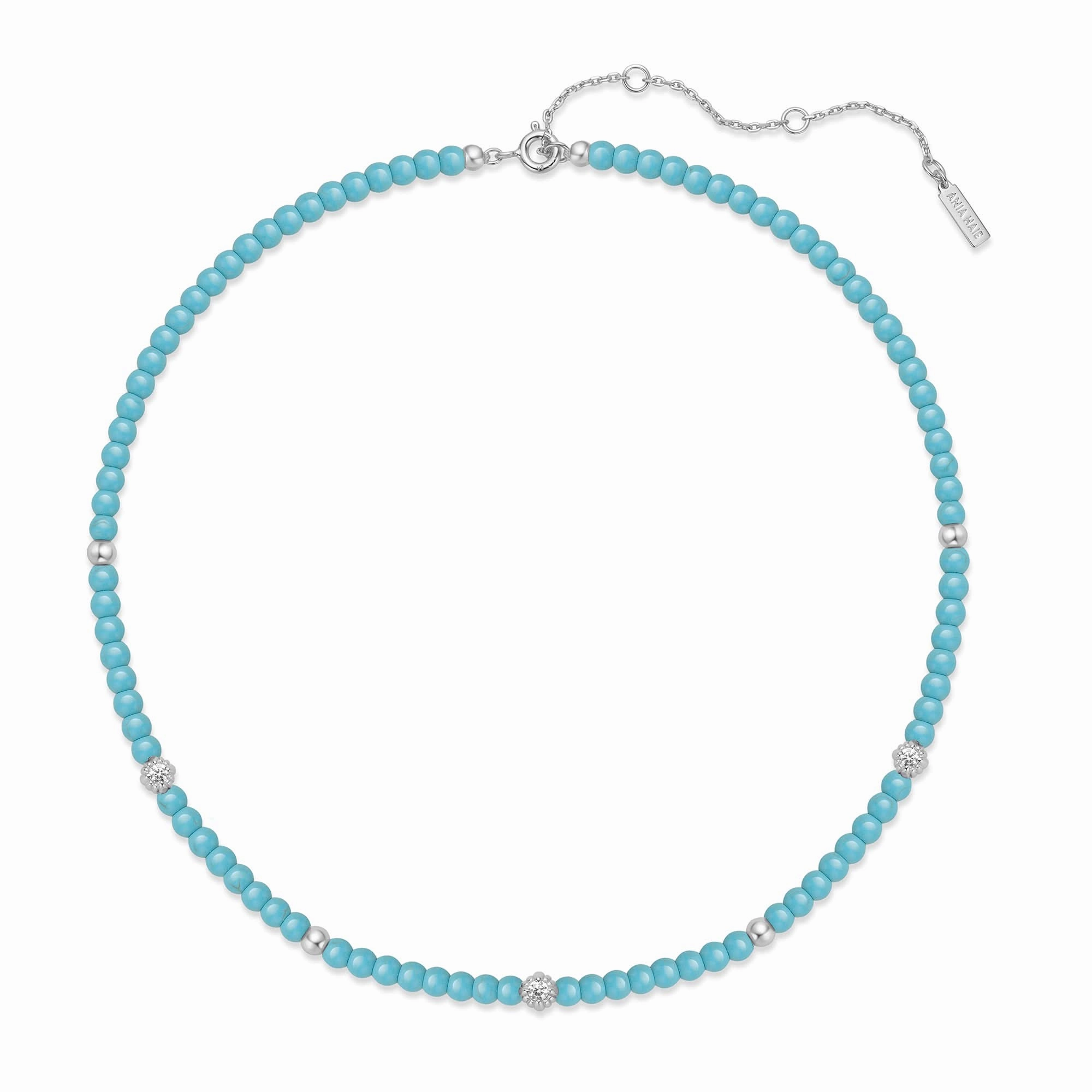 Silver Lab Created Turquoise Necklace N063-03H