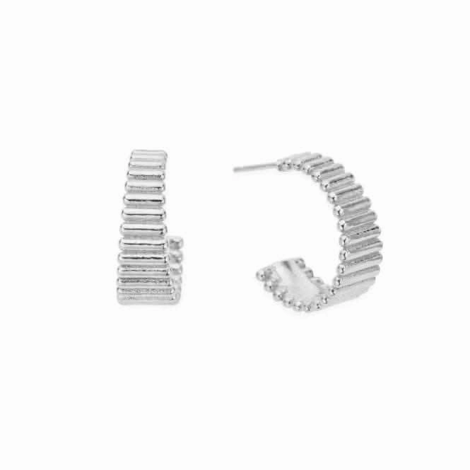 Silver Large Ridge Hoop Earrings SEH3398