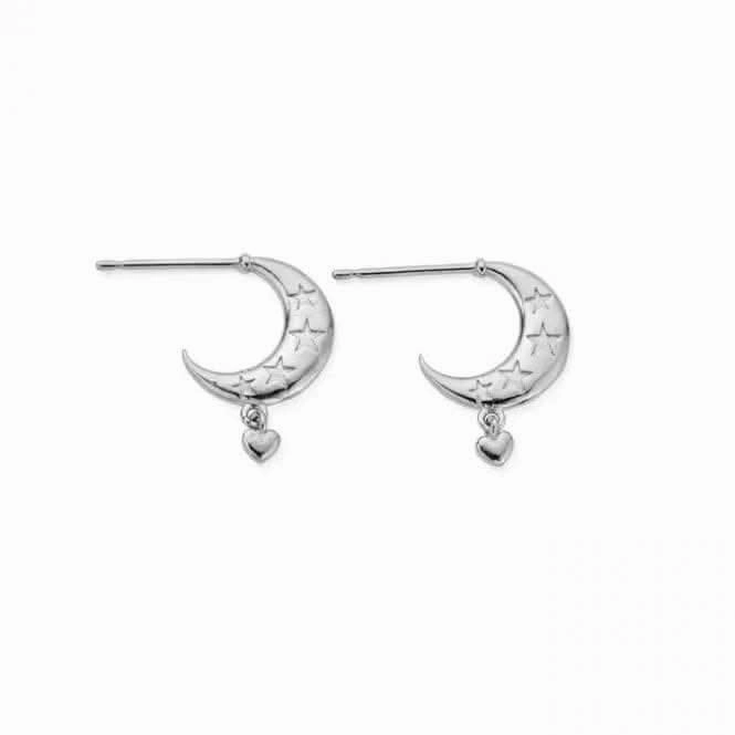 Silver Love By The Moon Huggie Hoop Earrings SEH3394