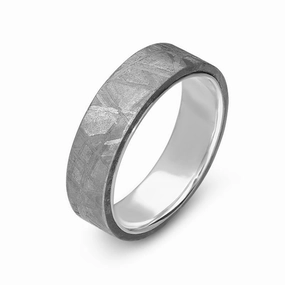 Silver Meteorite Band Ring