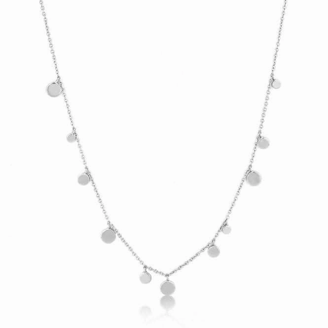 Silver Rhodium Plated Geometry Mixed Discs Necklace N005-01H