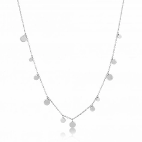 Silver Rhodium Plated Geometry Mixed Discs Necklace N005-01H