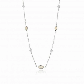 Silver Rhodium Plated Opal Colour Necklace N014-04H
