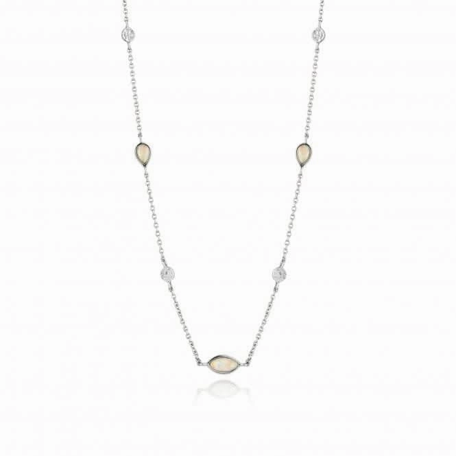 Silver Rhodium Plated Opal Colour Necklace N014-04H