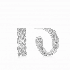 Silver Rope Chunky Hoop Earrings E036-05H