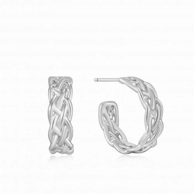 Silver Rope Chunky Hoop Earrings E036-05H