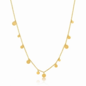 Silver Shiny Gold Plated Geometry Mixed Discs Necklace N005-01G