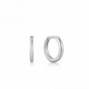 Silver Smooth Huggie Hoop Earrings E035-14H