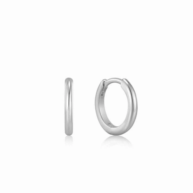 Silver Smooth Huggie Hoop Earrings E035-14H