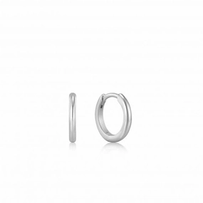 Silver Smooth Mini Huggie Hoop Earrings E035-16H