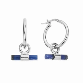 Silver Sodalite T-Bar Hoop Earrings SEH3396