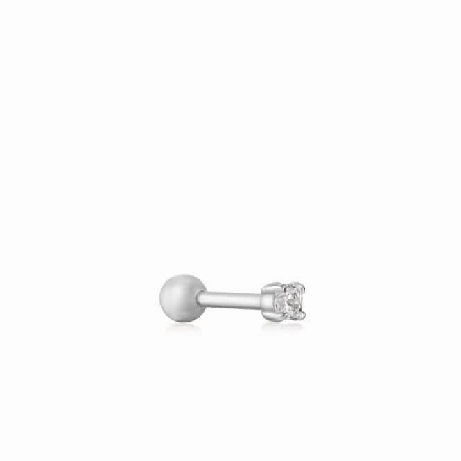 Silver Sparkle Barbell Single Earring E035-05H