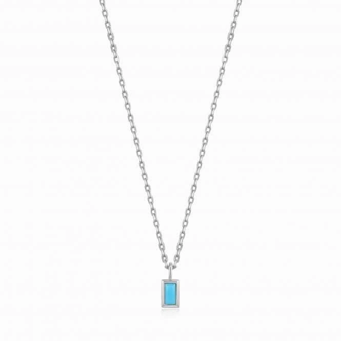 Silver Turquoise Drop Pendant Necklace N033-01H