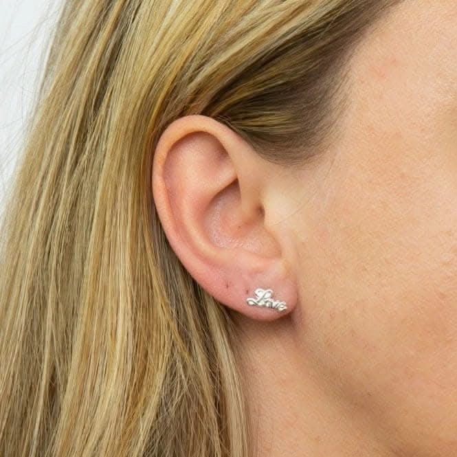 Silver Writing Love Stud Earrings A2065