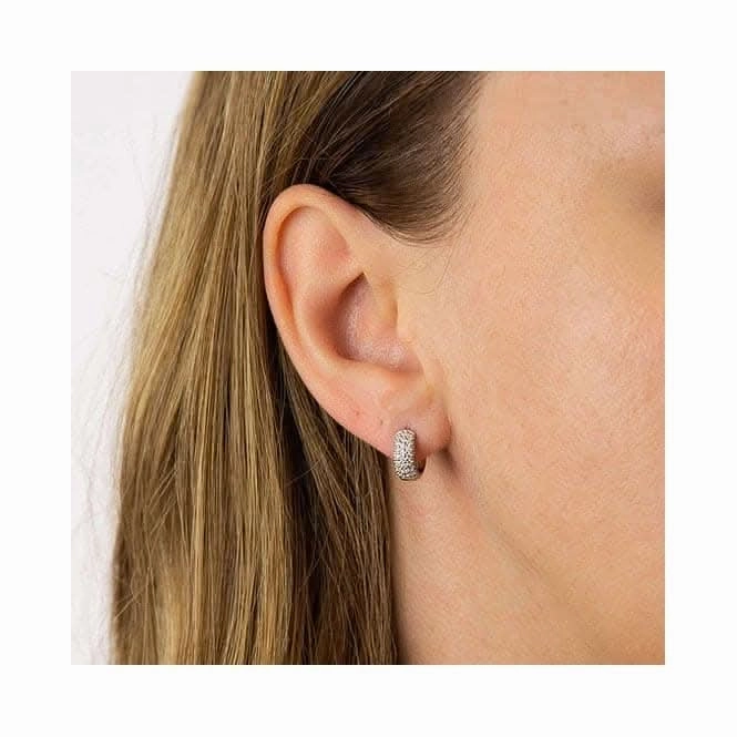 Small Wide Pave Huggies Earrings E6060