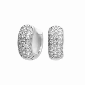 Small Wide Pave Huggies Earrings E6060