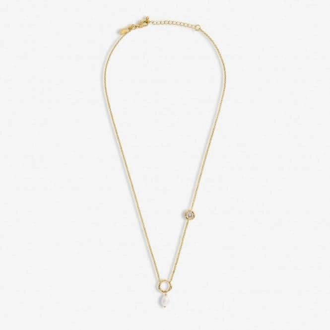 Solaria Baroque Pearl Gold Plated Zirconia 46cm   5cm Necklace 7160