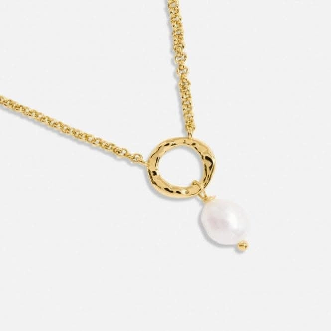 Solaria Baroque Pearl Gold Plated Zirconia 46cm   5cm Necklace 7160