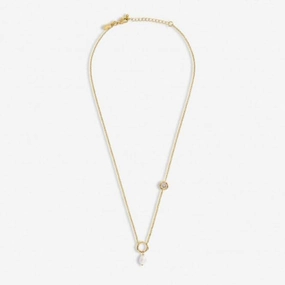 Solaria Baroque Pearl Gold Plated Zirconia 46cm   5cm Necklace 7160