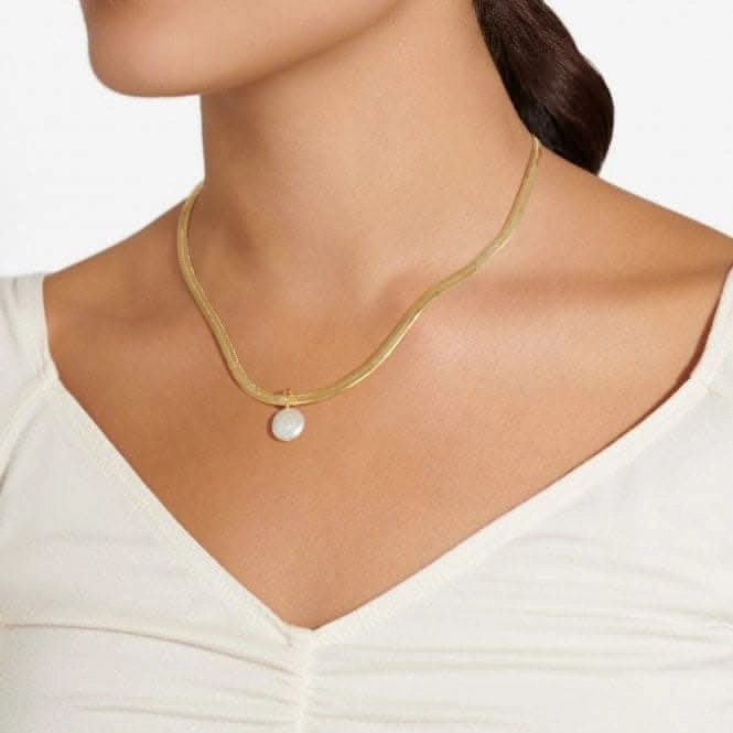 Solaria Coin Pearl Gold Plated 40cm   5cm Necklace 7157