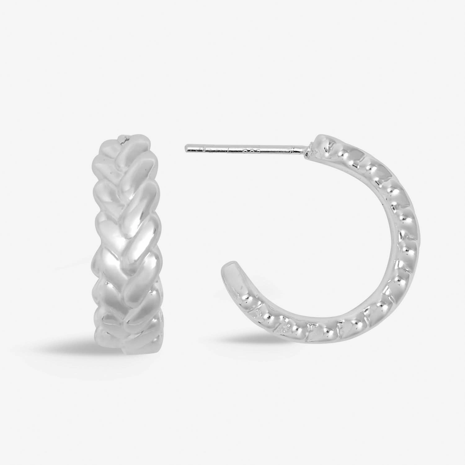 Soul Shine Plaited Hoop Silver Plated Earrings 7603